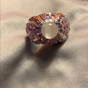 Size 10 Ruby and Cateye Moonstone hand set .925